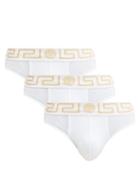 Versace - Pack Of Three Logo-jacquard Stretch-cotton Briefs - Mens - White