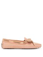 Matchesfashion.com Tod's - Gommini Bow Front Suede Loafers - Womens - Pink