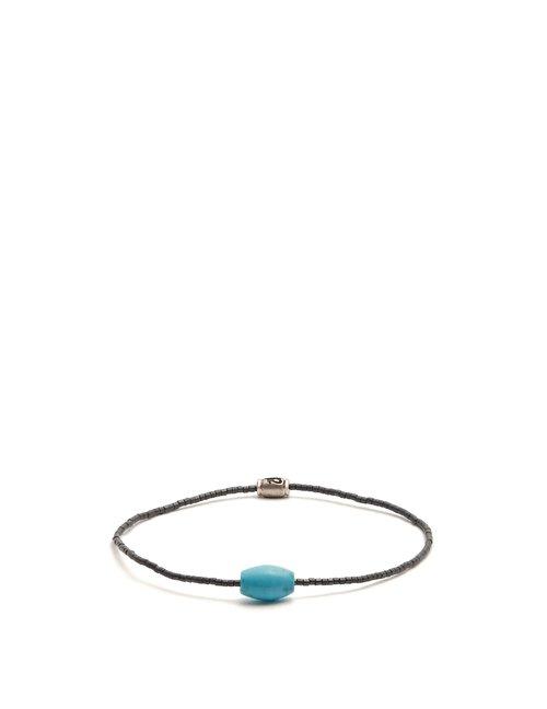 Matchesfashion.com Luis Morais - Horus Eye Beaded Bracelet - Mens - Grey Multi