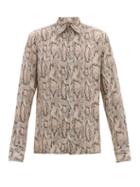 Matchesfashion.com 73 London - Snake Print Silk Shirt - Mens - Brown Multi