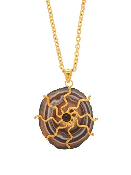 Matchesfashion.com Sylvia Toledano - Flash Agate-pendant Necklace - Womens - Gold