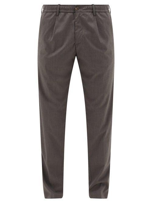 Matchesfashion.com White Sand - Single-pleat Elasticated Trousers - Mens - Grey
