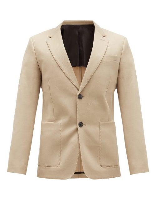 Matchesfashion.com Ami - Single-breasted Virgin-wool Serge Suit Jacket - Mens - Beige
