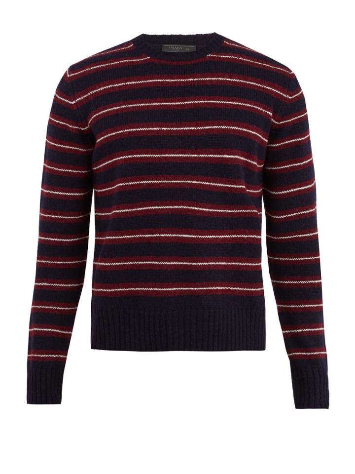Prada Crew-neck Striped Wool Sweater