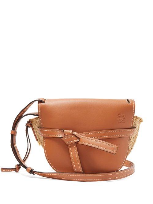 Matchesfashion.com Loewe - Gate Leather And Raffia Cross Body Bag - Womens - Tan Multi