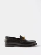 Gucci - Logo-plaque Leather Loafers - Mens - Black