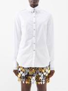 Paco Rabanne - Embroidered Cotton-poplin Shirt - Womens - White Silver