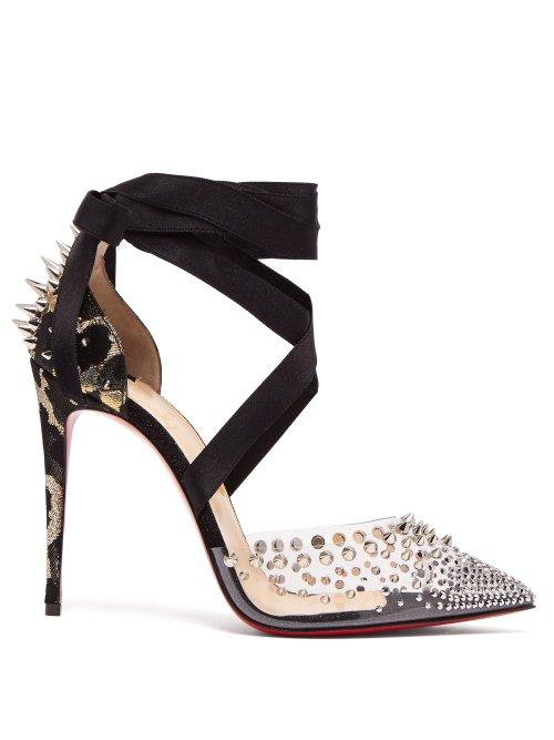 Matchesfashion.com Christian Louboutin - Mechante Reine 100 Stud Embellished Stiletto Pumps - Womens - Black Gold