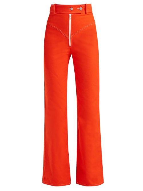 Matchesfashion.com A.w.a.k.e. - Exposed Zip Straight Leg Jeans - Womens - Red