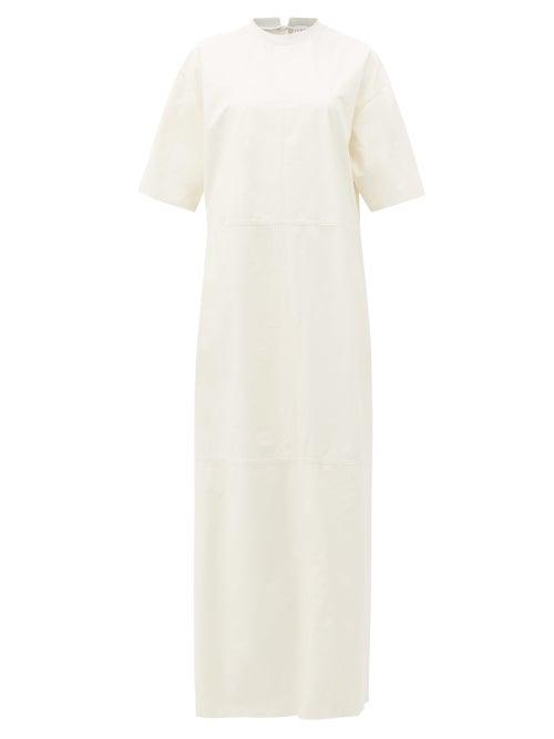Matchesfashion.com Raey - Ribbed-neck Leather T-shirt Dress - Womens - White