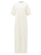 Matchesfashion.com Raey - Ribbed-neck Leather T-shirt Dress - Womens - White