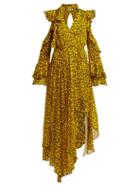 Matchesfashion.com Diane Von Furstenberg - Heyford Leopard Print Silk Chiffon Wrap Dress - Womens - Yellow Print