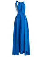Matchesfashion.com Kalita - Camille Gathered Silk Maxi Dress - Womens - Blue