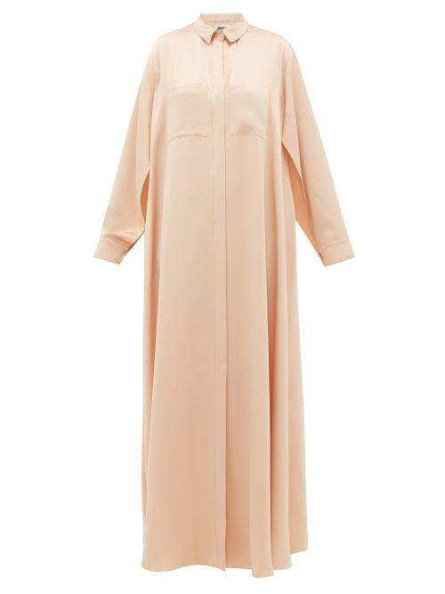 Matchesfashion.com Maison Rabih Kayrouz - Chest Pockets Satin Shirt Dress - Womens - Light Pink