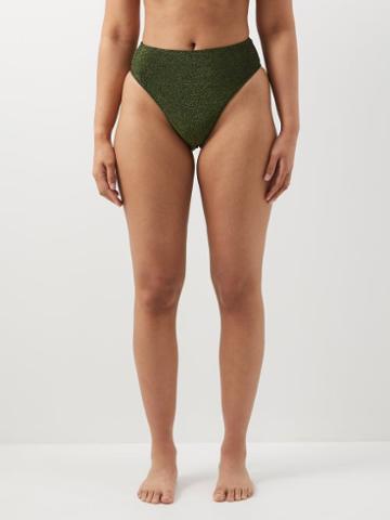 Form And Fold - The 90s Rise High-leg Bikini Briefs - Womens - Dark Khaki