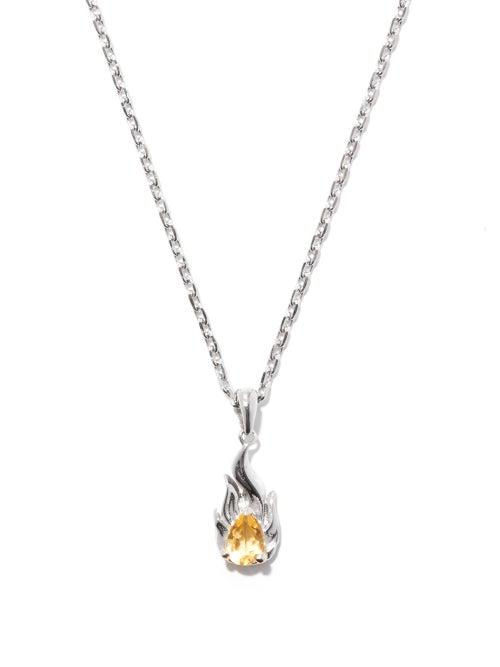 Matchesfashion.com Alan Crocetti - Micro Gem In Heat Citrine & Silver Necklace - Mens - Silver