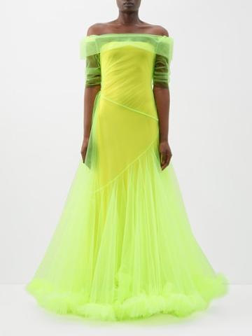 Molly Goddard - Dex Off-the-shoulder Tulle Gown - Womens - Yellow