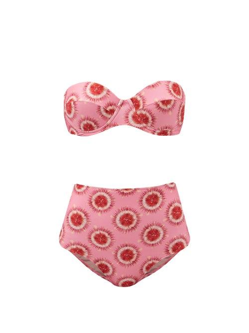 Matchesfashion.com Adriana Degreas - Exotic Passion High-rise Bandeau Bikini - Womens - Pink Print