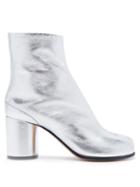 Matchesfashion.com Maison Margiela - Tabi Split Toe Leather Ankle Boots - Womens - Silver