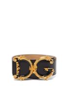 Matchesfashion.com Dolce & Gabbana - Baroque Monogram Buckle Wide Leather Belt - Womens - Black Gold