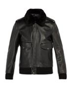 Matchesfashion.com Schott - Flight Detachable Collar Leather Jacket - Mens - Black