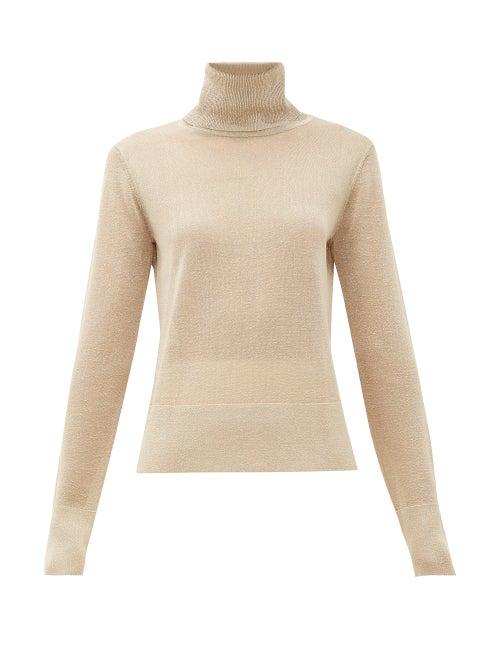Matchesfashion.com Altuzarra - Lexia Metallic Roll-neck Sweater - Womens - Beige