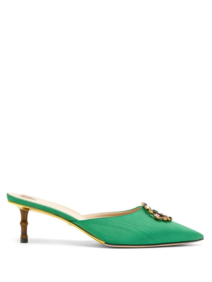 Gucci Unia Crystal-gg Satin Mules
