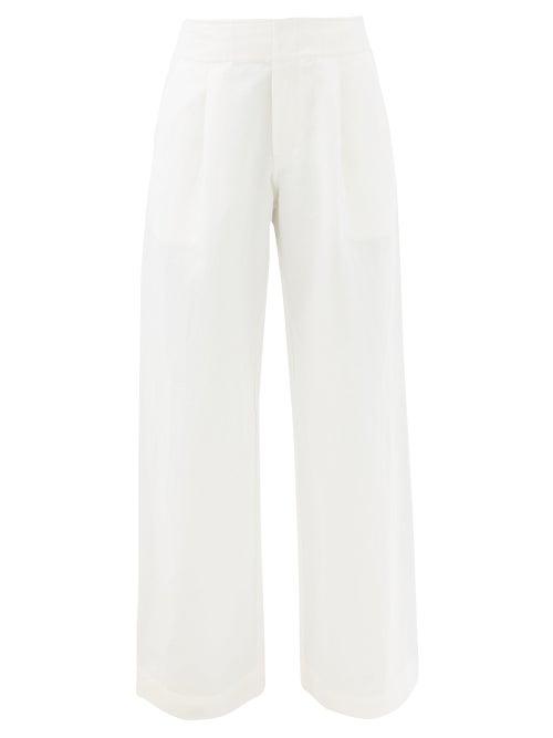 Matchesfashion.com Apiece Apart - Enchanta High-waist Linen-blend Wide-leg Trousers - Womens - Cream