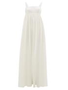 Matchesfashion.com Emilia Wickstead - Evelina Square-neck Seersucker-organza Maxi Dress - Womens - Ivory