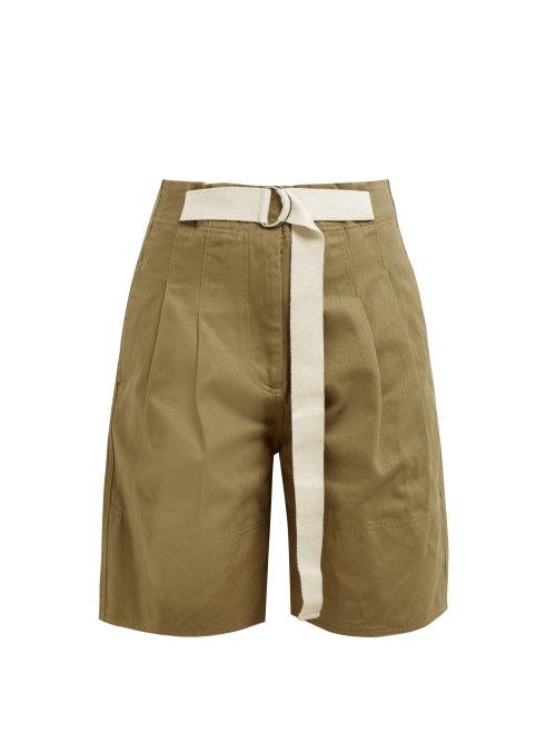 Matchesfashion.com Lee Mathews - Bonnie High Rise Cotton Twill Shorts - Womens - Light Brown
