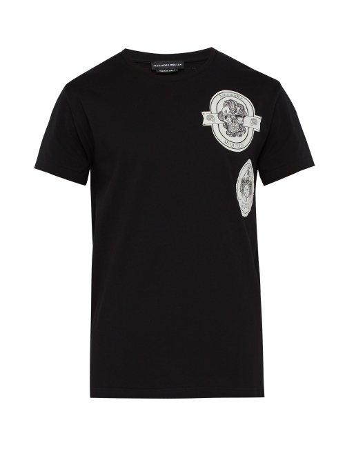 Matchesfashion.com Alexander Mcqueen - Skull Patch Cotton T Shirt - Mens - Black Multi