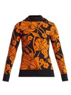 Matchesfashion.com Joostricot - Floral Intarsia Cotton Blend Hooded Sweater - Womens - Orange Multi