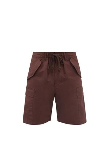 3man - Cargo-pocket Cotton-broadcloth Shorts - Mens - Dark Brown