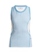 Matchesfashion.com Fendi - Logo Print Striped Performance Tank Top - Womens - Light Blue