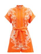 Matchesfashion.com Zimmermann - Lulu Printed Linen-poplin Playsuit - Womens - Orange Print