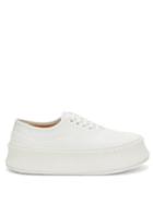 Ladies Shoes Jil Sander - Ribbed-sole Leather Trainers - Womens - White