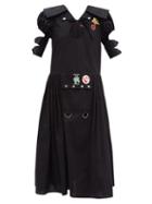 Chopova Lowena - Bail Brooch-embellished Cotton-poplin Dress - Womens - Black