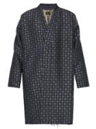 Matchesfashion.com Needles - Jacquard Frayed Hem Kimono Jacket - Mens - Navy