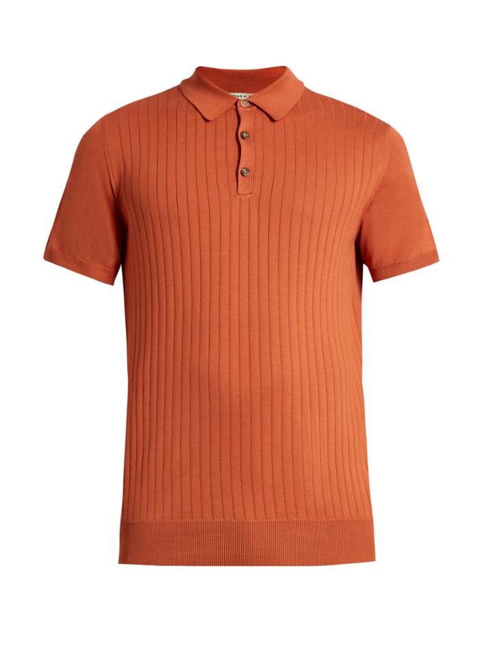 Éditions M.r Ribbed-knit Cotton Polo Shirt