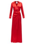 Halpern - Crystal-embellished Satin Maxi Dress - Womens - Red