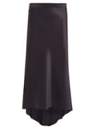 Matchesfashion.com Raey - Bias Godet Silk Satin Midi Slip Skirt - Womens - Dark Navy