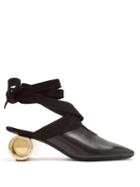 Matchesfashion.com Jw Anderson - Cylinder Heel Leather Mules - Womens - Black
