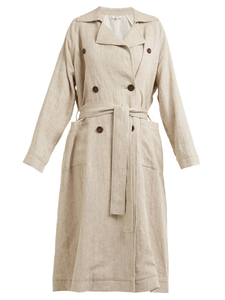 Isa Arfen Double-breasted Linen Trench Coat