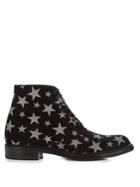 Saint Laurent Lolita Star-print Suede Ankle Boots