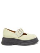Ganni - Exaggerated-sole Suede Mary Jane Shoes - Womens - Cream