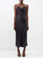 Olivia Von Halle - Bibi Cowl-neck Silk-satin Slip Dress - Womens - Black