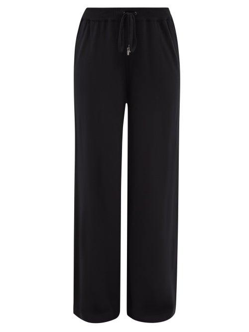 Johnstons Of Elgin - Drawstring-waist Cashmere Wide-leg Trousers - Womens - Black