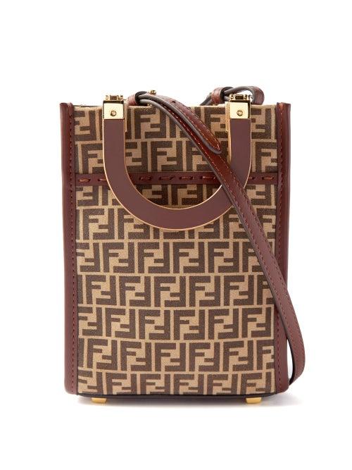 Fendi - Sunshine Logo-print Suede Cross-body Bag - Womens - Brown Multi
