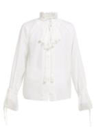 Matchesfashion.com Etro - Suffolk Ruffled Cotton Blend Blouse - Womens - White