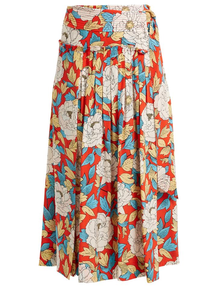 Diane Von Furstenberg Boswell Floral-print Silk Wrap Skirt